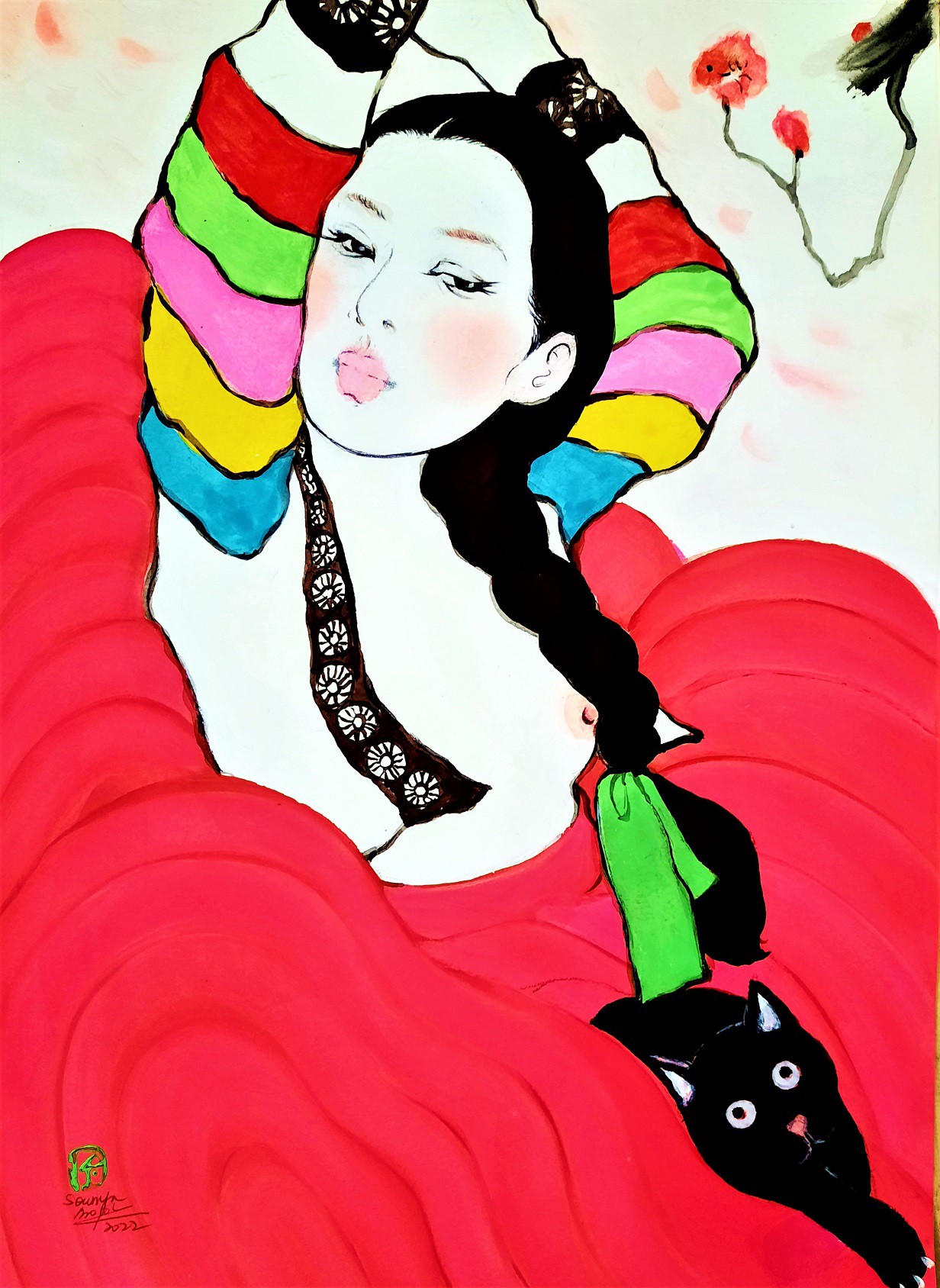 Sounya Whang, Fille coréenne et son chat Sounya Whang, Fille coréenne et son chat