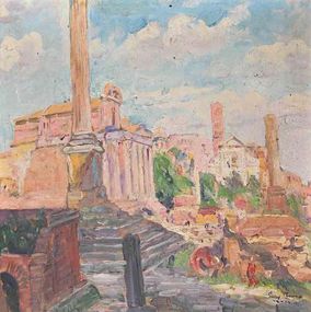 Painting, View of the Forum Romanum, Luigi Tarra