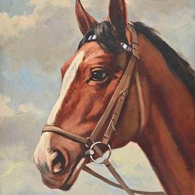 Painting, Bay Horse with a White Blaze, Josef Tippkemper