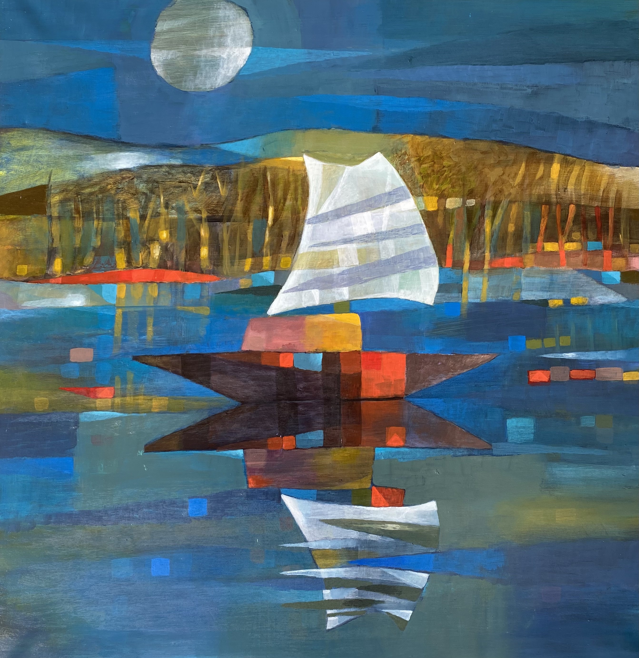Samiran Boruah, Boat and moon Samiran Boruah, Boat and moon