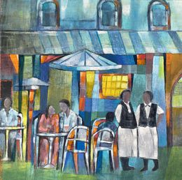 Painting, Parisian cafe 3, Samiran Boruah