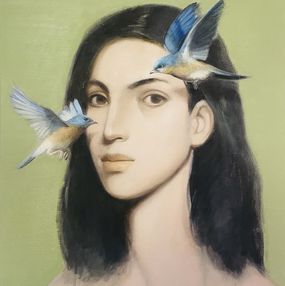 Gemälde, Portrait with Birds, Guy Ghazanchyan