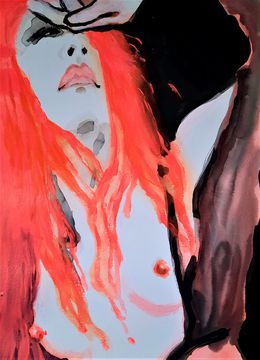 Painting, Portrait Femme nue Rose lady, Sounya Whang