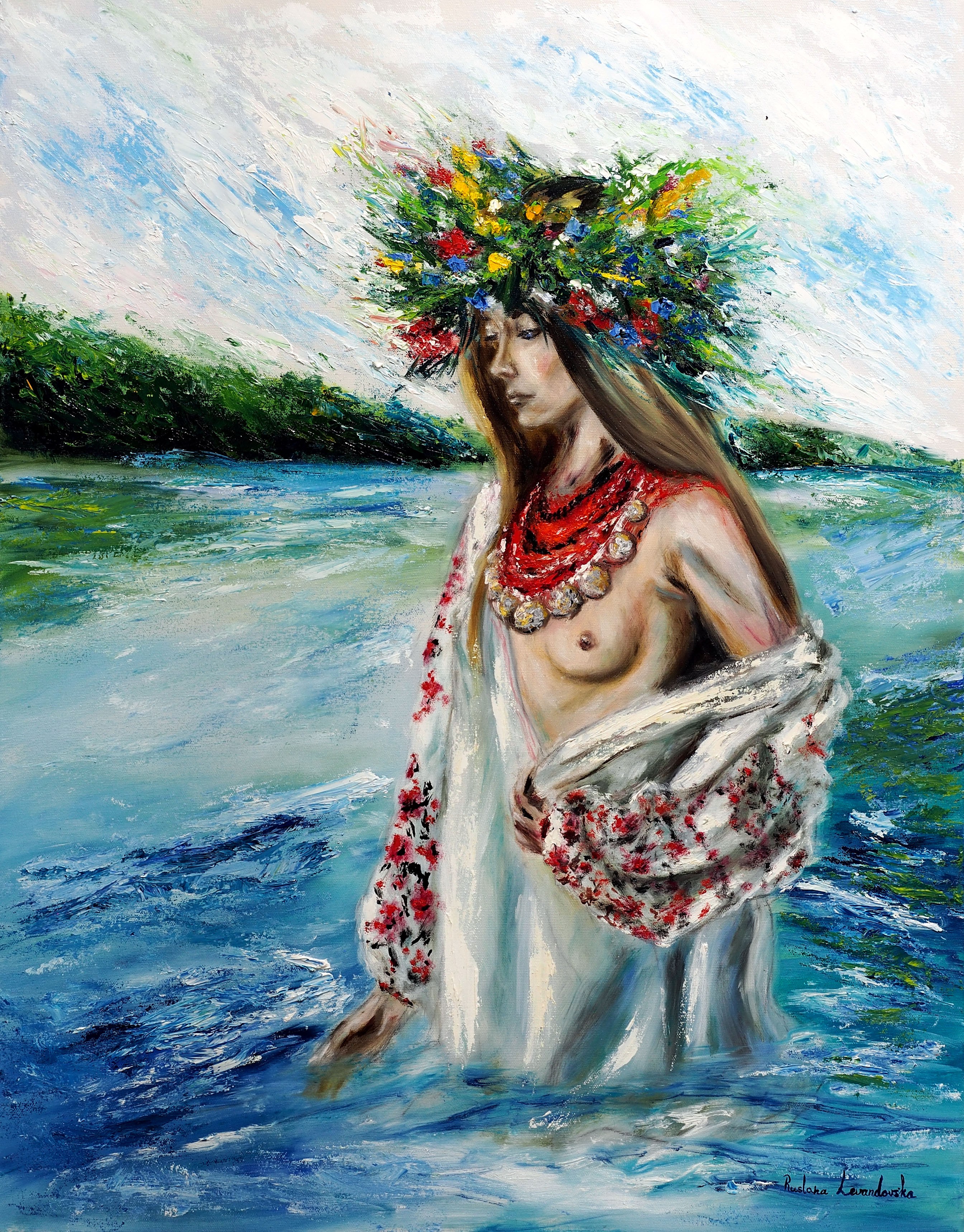 Ruslana Levandovska, The Ukrainian Girl at the Morning Lake Ruslana Levandovska, The Ukrainian Girl at the Morning Lake