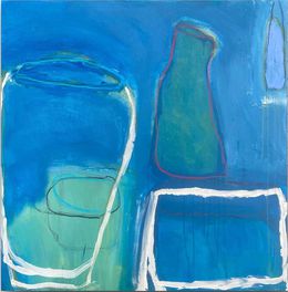 Blue Rondo (Contemporary Multimedia Abstract Painting), Guy Lyman