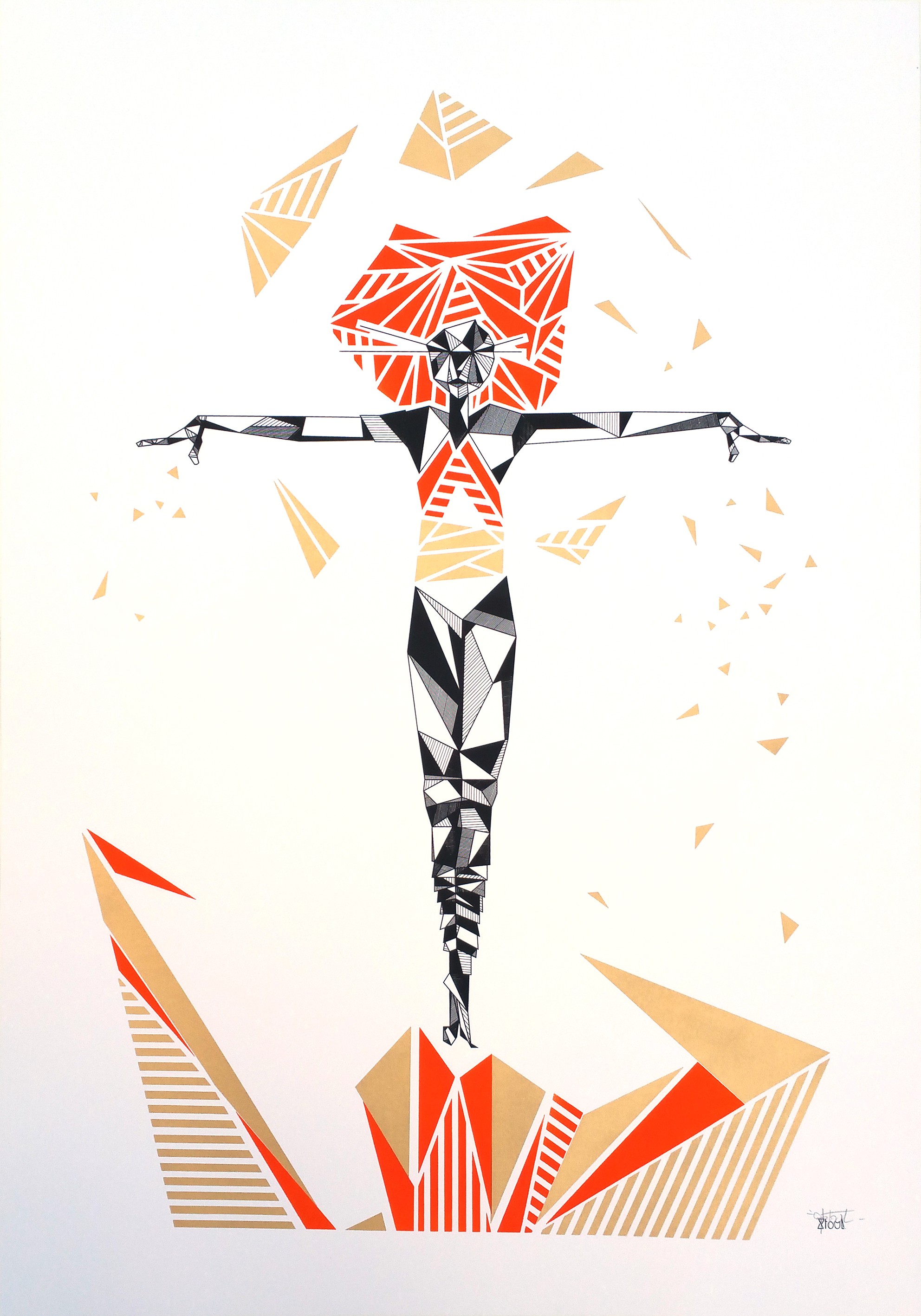 Stoul, Oru Serigraff Metal Orange Stoul, Oru Serigraff Metal Orange