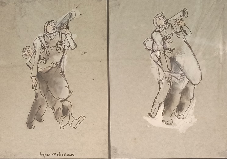 Tadeusz Kantor, Homme au porte-voix, Fine Art Drawings on washi paper