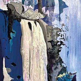 Golden tree at the waterfall, gold leaf, Nataliia Krykun