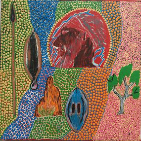 Painting, Mirri-jarra Jukurrpa (Shield Dreaming), Andrew Jampijinpa Brown