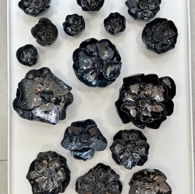 Sculpture, Fleurs noires (7 pièces), Fabienne Auzolle