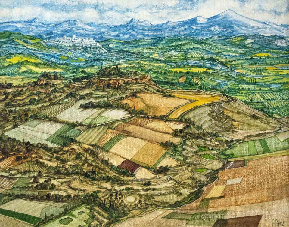 Adriano Pompa, Paesaggio Maremmano con Vista sul Monte Amiata Adriano Pompa, Paesaggio Maremmano con Vista sul Monte Amiata