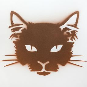 Painting, Cat in rust stencil, UTN