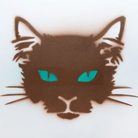 Gemälde, Cat in rust with petrol eyes, UTN