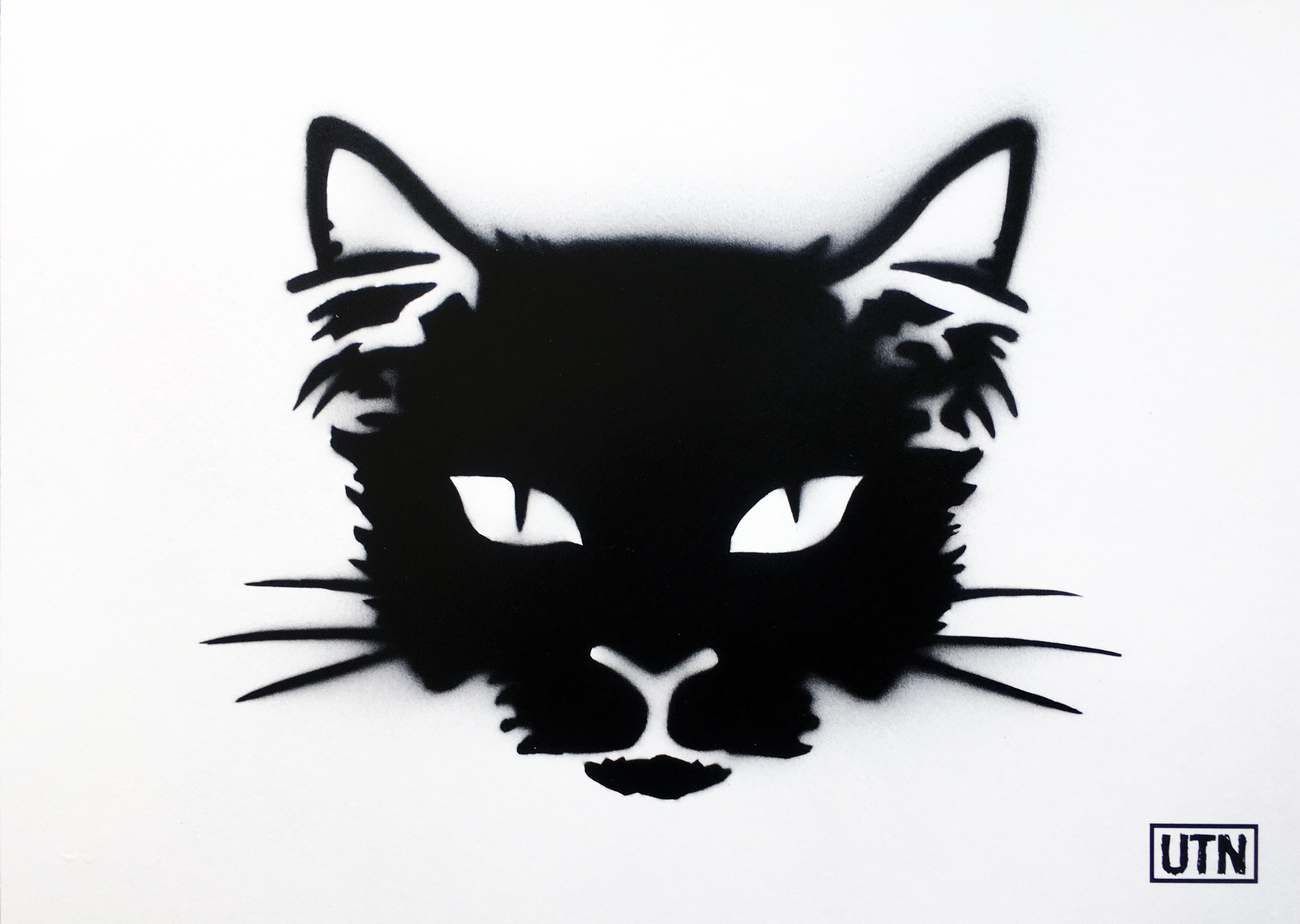 UTN, Cat with white eyes stencil UTN, Cat with white eyes stencil