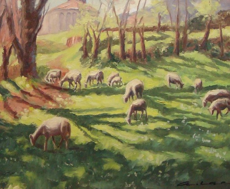 André Lac, Poésie pastorale, Painting on canvas