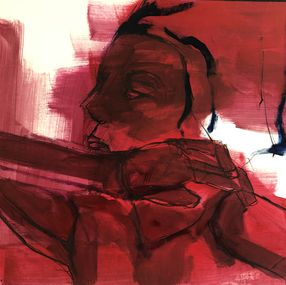 Painting, Red Lisa #5, Laurent Anastay-Ponsolle
