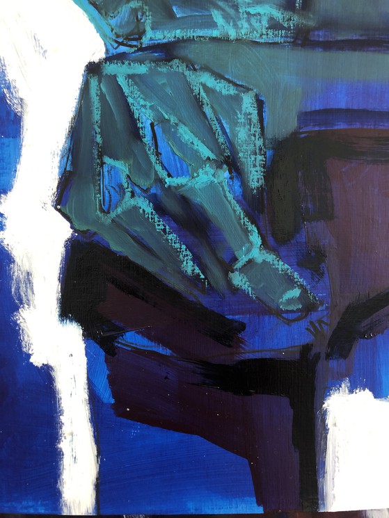 Laurent Anastay-Ponsolle, Seb, the smartphone junkie, Painting on Canson paper	