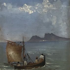 Peinture, Pêcheurs dans le Golf de Naples devant l'île de Capri, Eugenio Bonivento