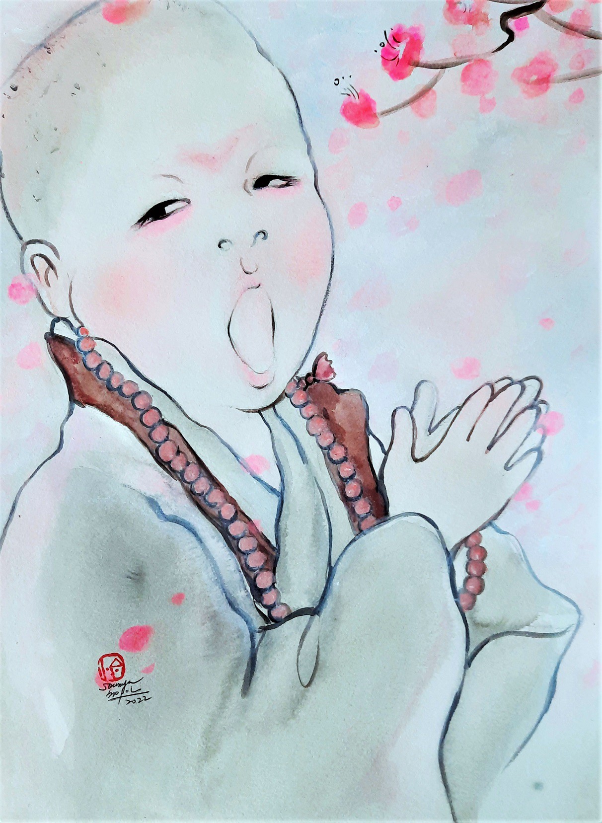 Sounya Whang, Portrait Petit moine Ivresse du printemps Sounya Whang, Portrait Petit moine Ivresse du printemps