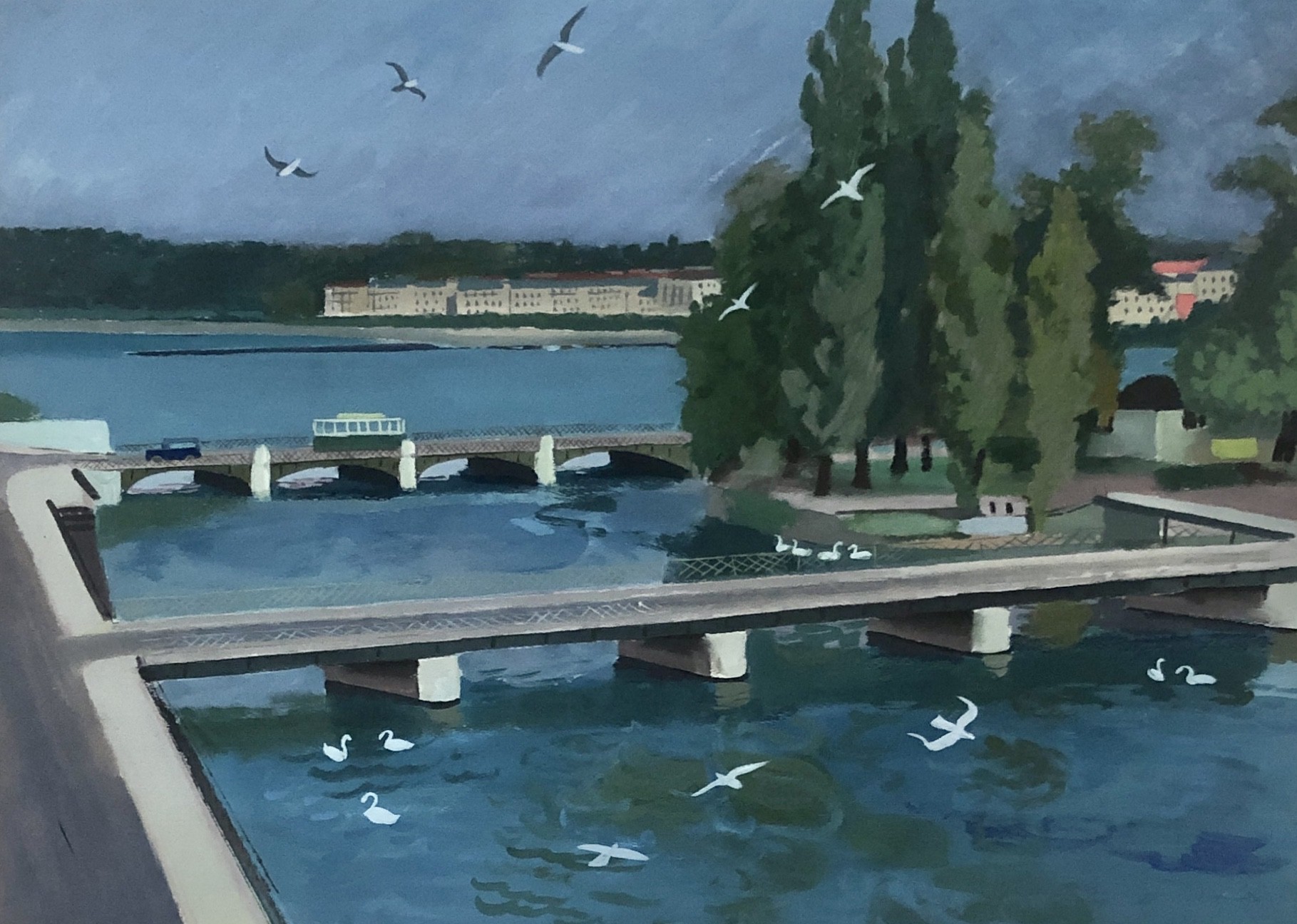 Henry Meylan, L'île Rousseau, Genève Henry Meylan, L'île Rousseau, Genève