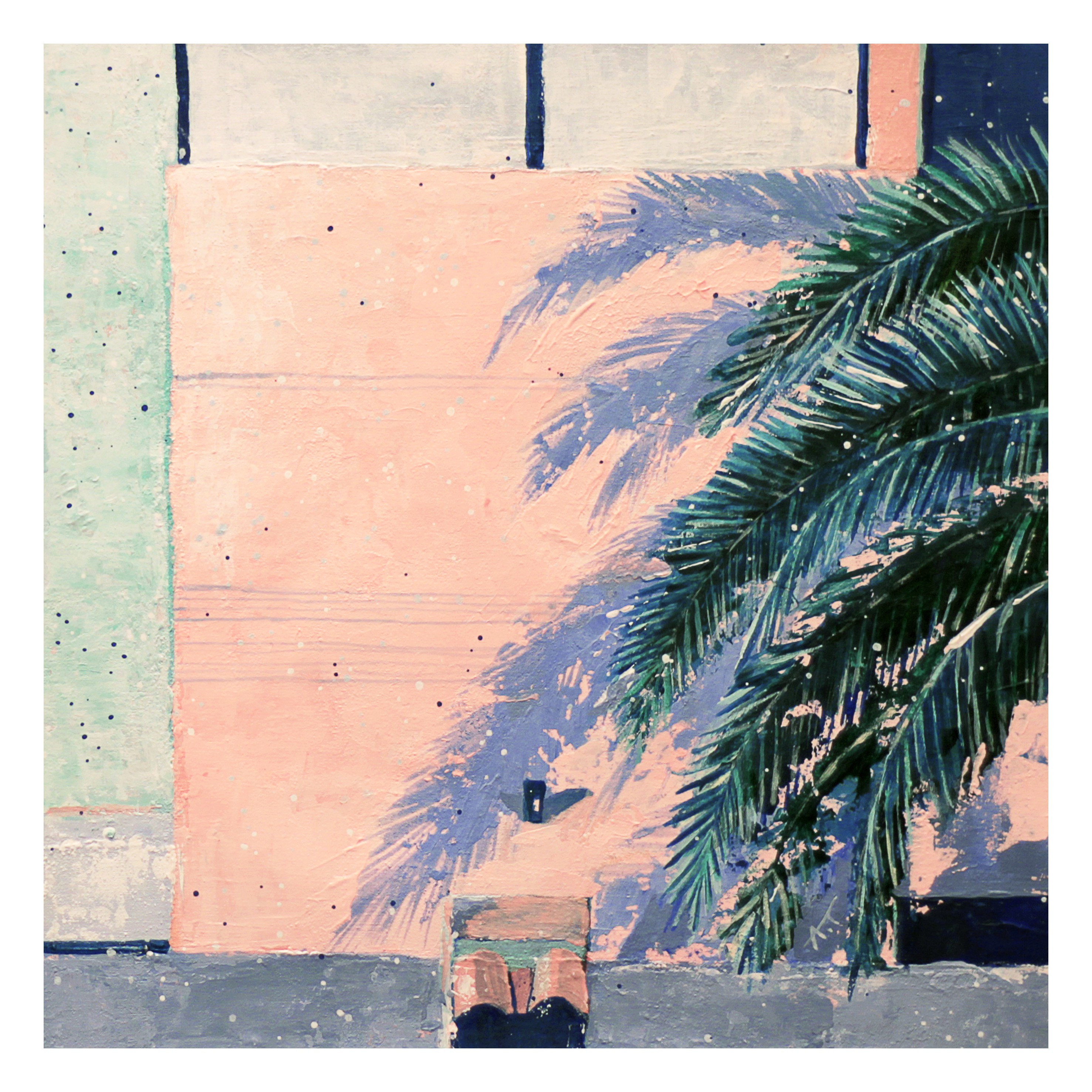 Aurélie Trabaud, Palm Shadow on a Pink Wall N°2 Aurélie Trabaud, Palm Shadow on a Pink Wall N°2