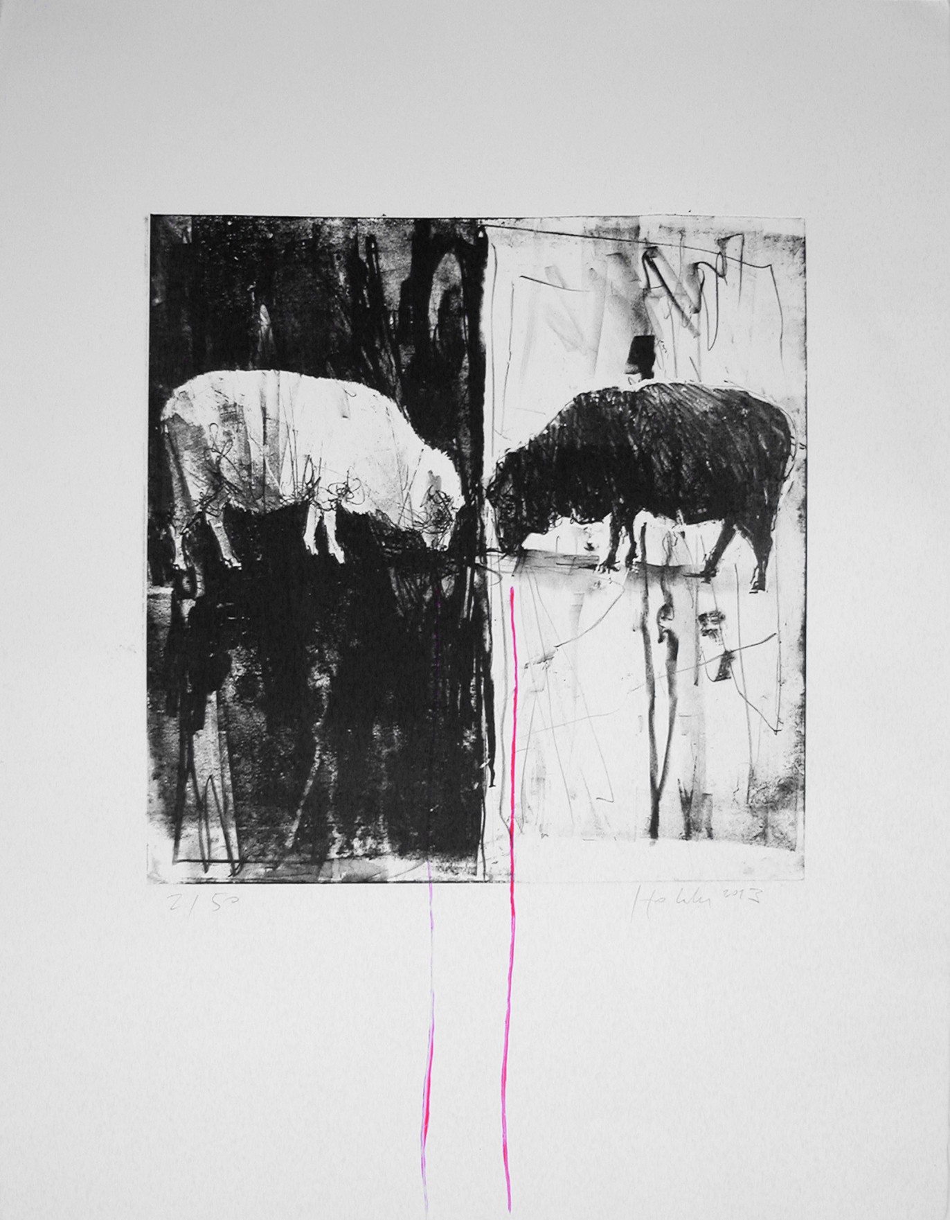 Christophe Hohler, Noir et blanc, lithographie originale Christophe Hohler, Noir et blanc, lithographie originale