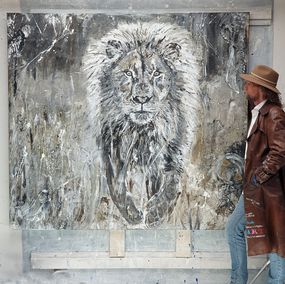Peinture, Lion - KING OF THE JUNGLE - Series 'The Unforgettable', Oswin Gesselli
