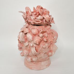 Escultura, Untitled VII. Glazed Ceramic Abstract Sculpture Vase, Charo Oquet