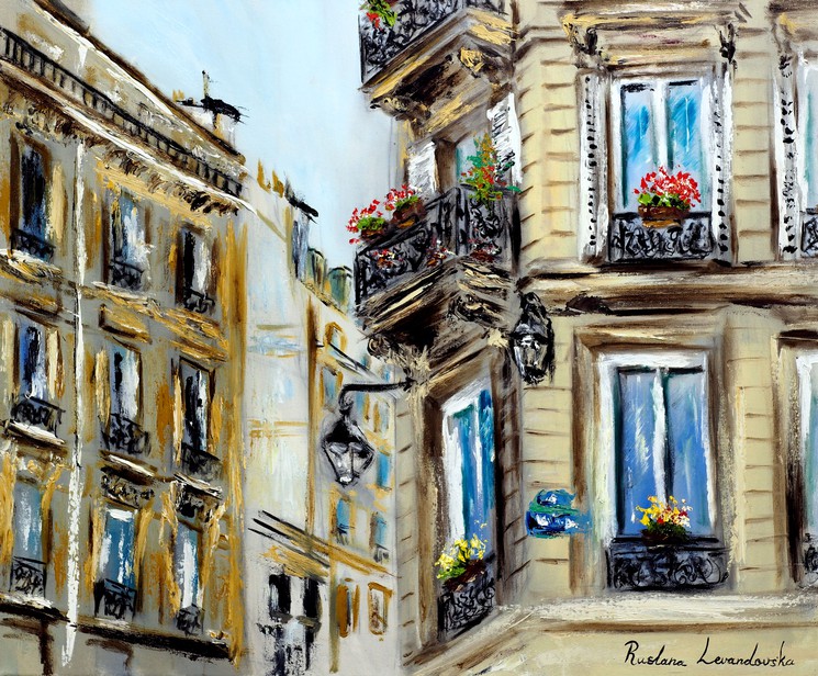 Ruslana Levandovska, Parisian Balconies, Painting on canvas