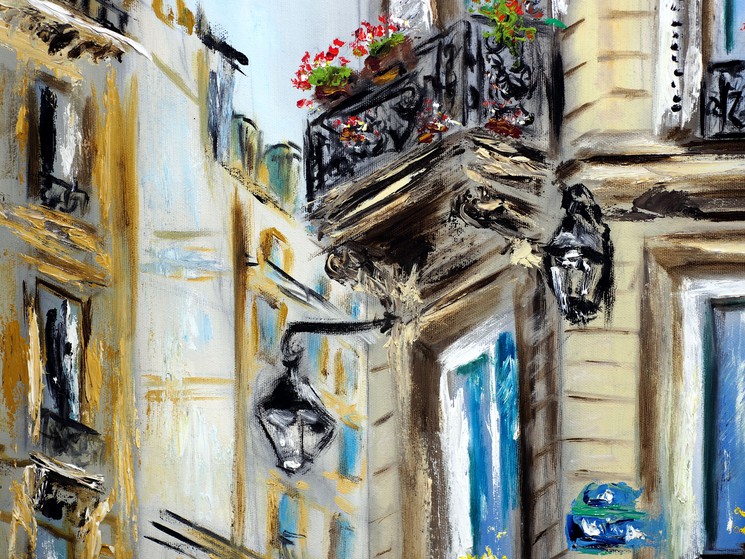 Ruslana Levandovska, Parisian Balconies, Painting on canvas