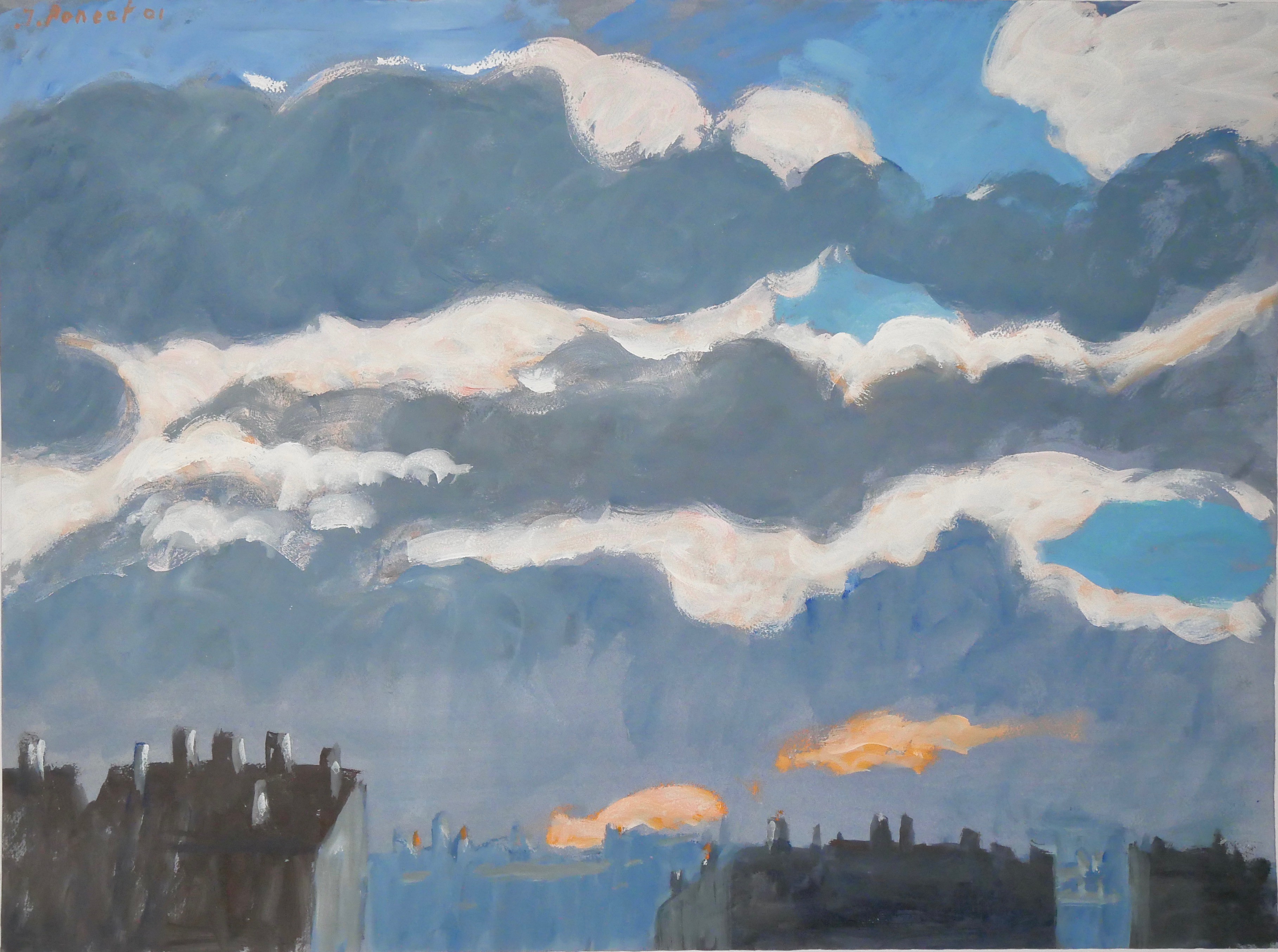 Jacques Poncet, Toits de Lyon par temps gris Ref BDNW10741 Jacques Poncet, Toits de Lyon par temps gris Ref BDNW10741