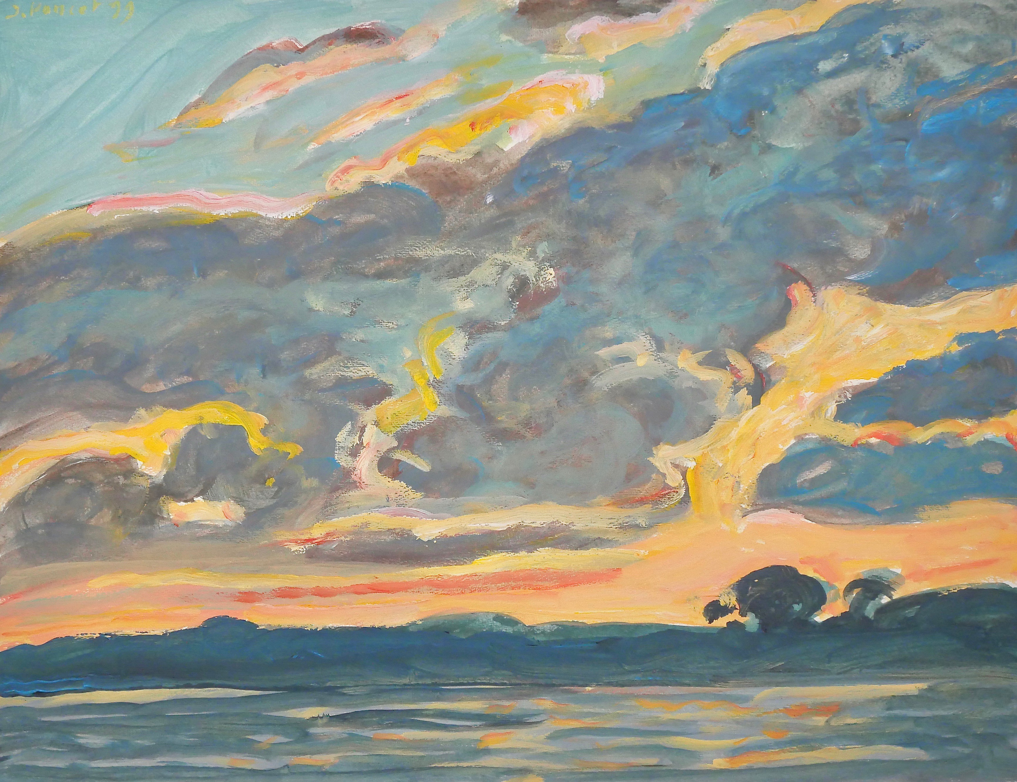Jacques Poncet, Coucher de soleil sur le rivage Ref BDNW10746 Jacques Poncet, Coucher de soleil sur le rivage Ref BDNW10746