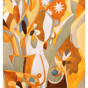 Aurélie Trabaud, Abstrait nu N°18 - Stars in hairs - ocre Aurélie Trabaud, Abstrait nu N°18 - Stars in hairs - ocre