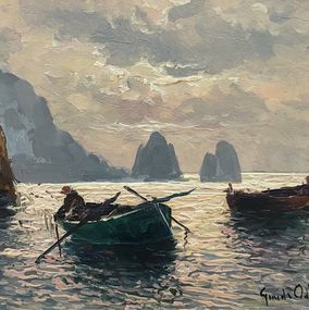 Pintura, Pêcheurs, Capri et I Faraglioni, Guido Odierna