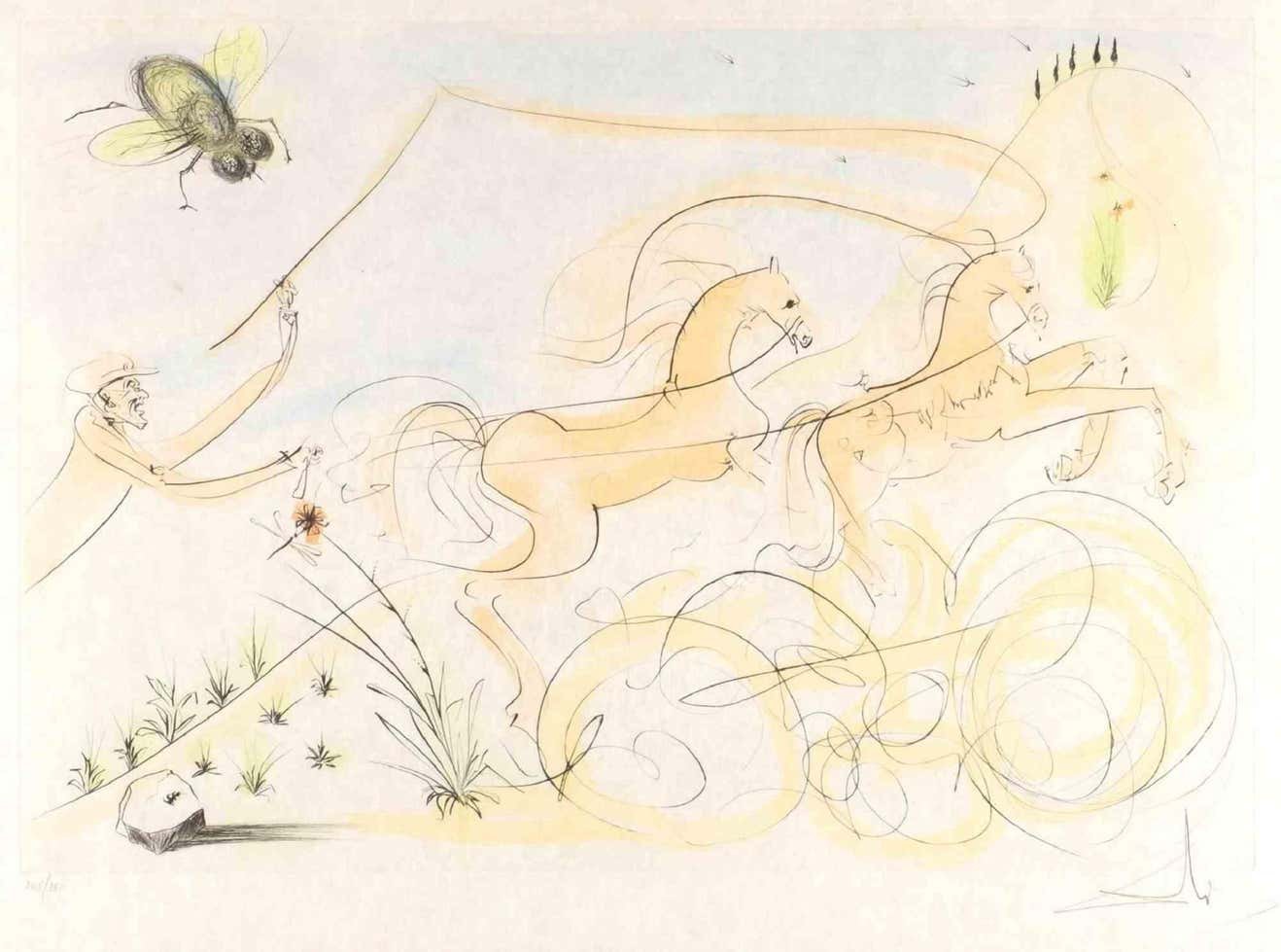 Salvador Dali, The Coach and the Flies Salvador Dali, The Coach and the Flies