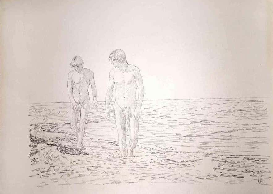 Anthony Roaland, Two Friends Walking on the Beach Anthony Roaland, Two Friends Walking on the Beach
