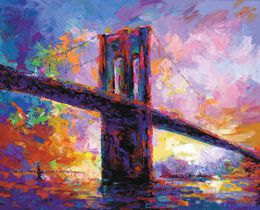 Painting, Brooklyn Bridge, New York City, Leon Devenice