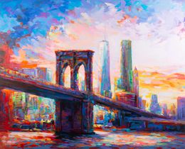 Painting, Brooklyn Bridge, New York City II, Leon Devenice