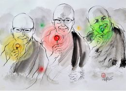 Painting, Les moines et les bonbons, Sounya Whang