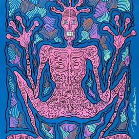 Gemälde, Blue, pink and orange, The Big Fat Boy