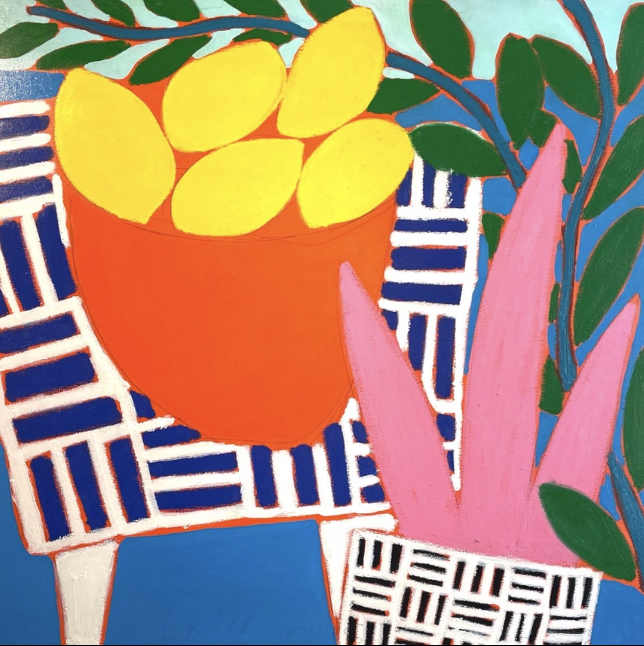Gordon Hopkins, Lemon on blue table Gordon Hopkins, Lemon on blue table