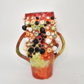 Sculpture, Untitled XXI. Glazed Ceramic Abstract Sculpture Vase, Charo Oquet