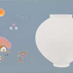 Painting, Landscape with a Moon Jar, Mun-Hyun Cho