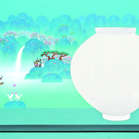 Painting, Landscape with a Moon Jar, Mun-Hyun Cho