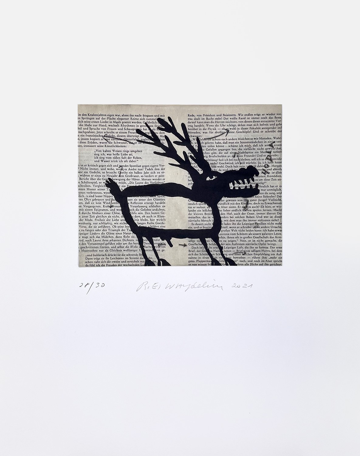 Raymond Waydelich, cerf, aquatinte originale Raymond Waydelich, cerf, aquatinte originale