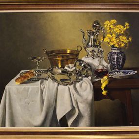 Gemälde, Very large still life with sterling, Gregory Hull