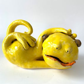 Sculpture, Yellow Frog-Relaxing, Viktor Zuk
