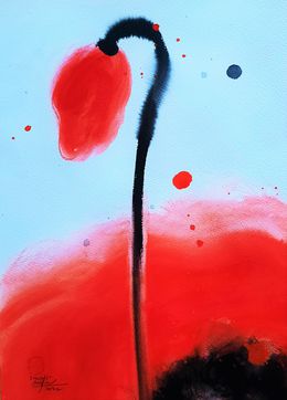 Painting, Nature Coquelicots Fleurs du ciel, Sounya Whang