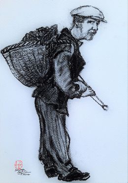 Dessin, Portrait Paysan, Sounya Whang