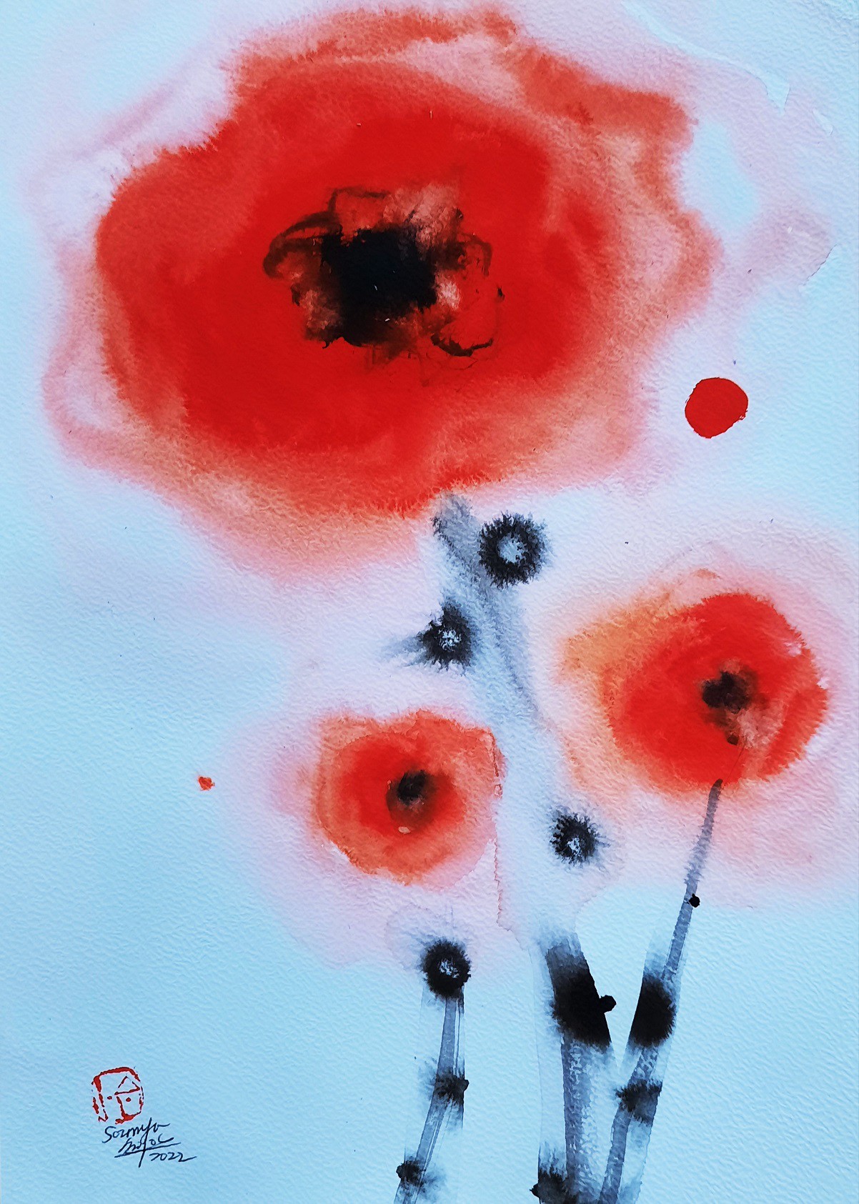 Sounya Whang, Nature Fleur du ciel Coquelicot Sounya Whang, Nature Fleur du ciel Coquelicot